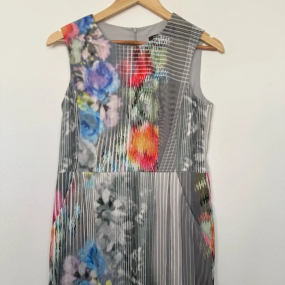 Anthropologie Nanette Lepore Sheath Dress Floral Stripes Artsy Boho Size 6 - Picture 3 of 10
